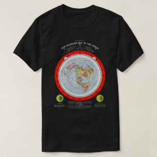 Map of the Square and Stationary Flat Earth Plane T-Shirt