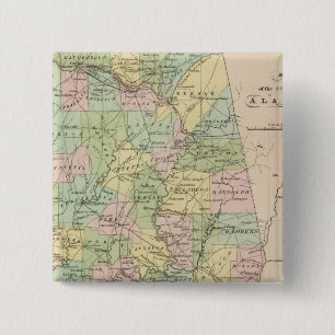 Map of the State of Alabama 2 Inch Square Button