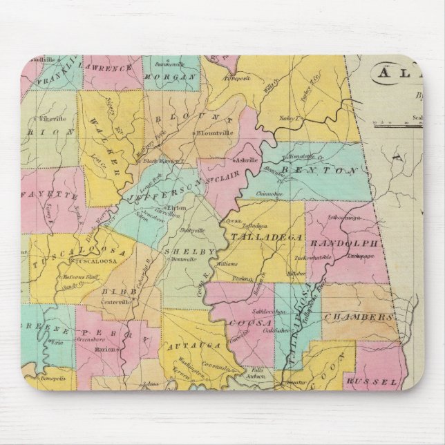 Map of the State of Alabama Mouse Pad (Front)