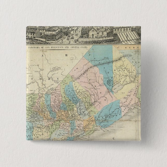 Map Of The State Of California 2 Inch Square Button (Front)