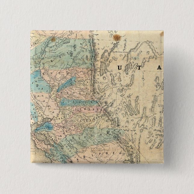 Map of the State of California 2 Inch Square Button (Front)
