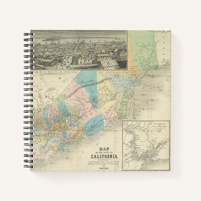 Map Of The State Of California Notebook (Front)