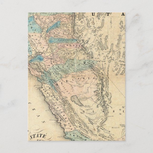Map of the State of California Postcard (Front)