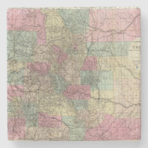 Map of the State of Colorado Stone Coaster