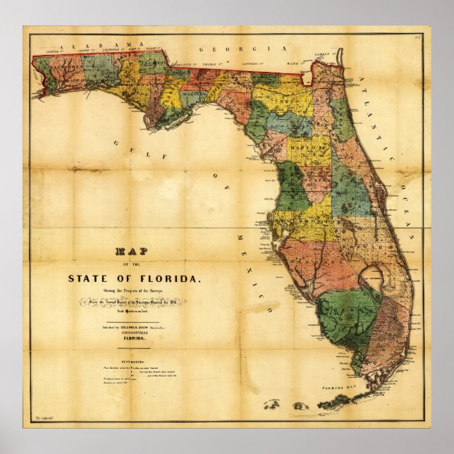 Map of the State of Florida (1856) Poster (Front)
