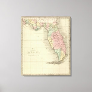 Map of the State of Florida Canvas Print