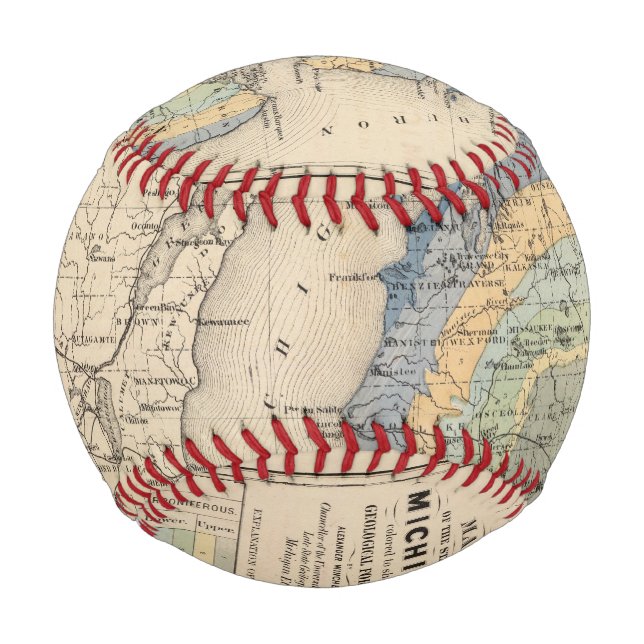 Map of the State of Michigan Baseball (Front)