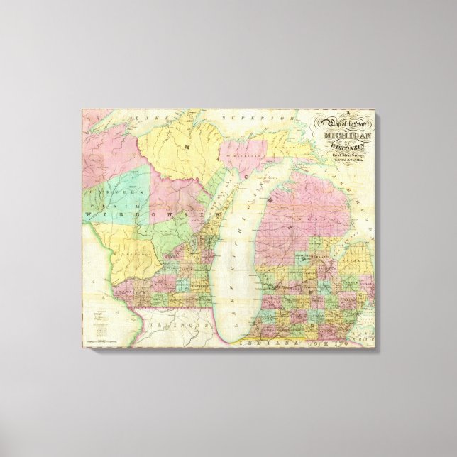 Map of the State of Michigan Canvas Print (Front)