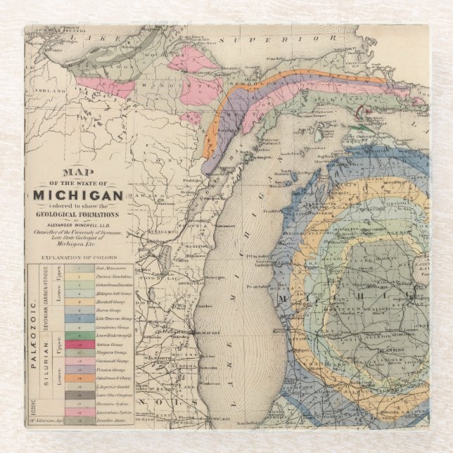 Map of the State of Michigan Glass Coaster (Front)