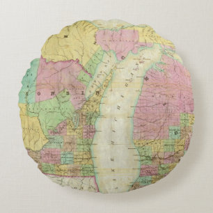 Map of the State of Michigan Round Pillow