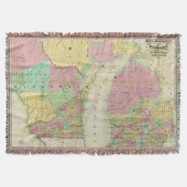 Map of the State of Michigan Throw Blanket (Front)