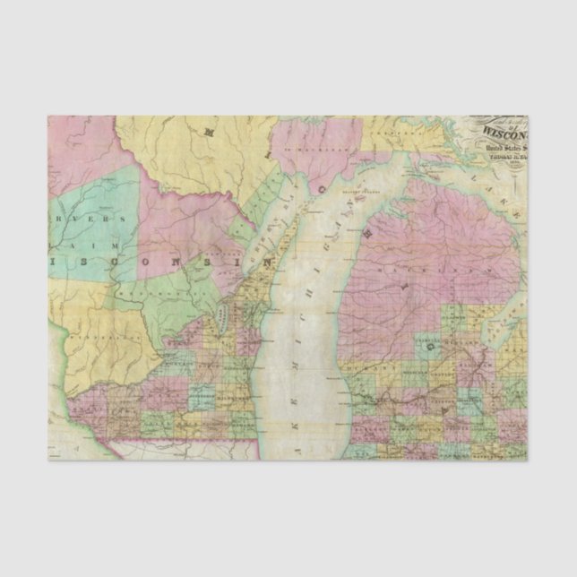 Map of the State of Michigan Tissue Paper (Front)