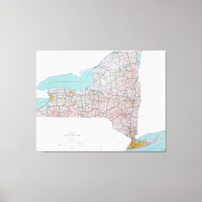 Map of the State of New York (1976) Canvas Print (Front)