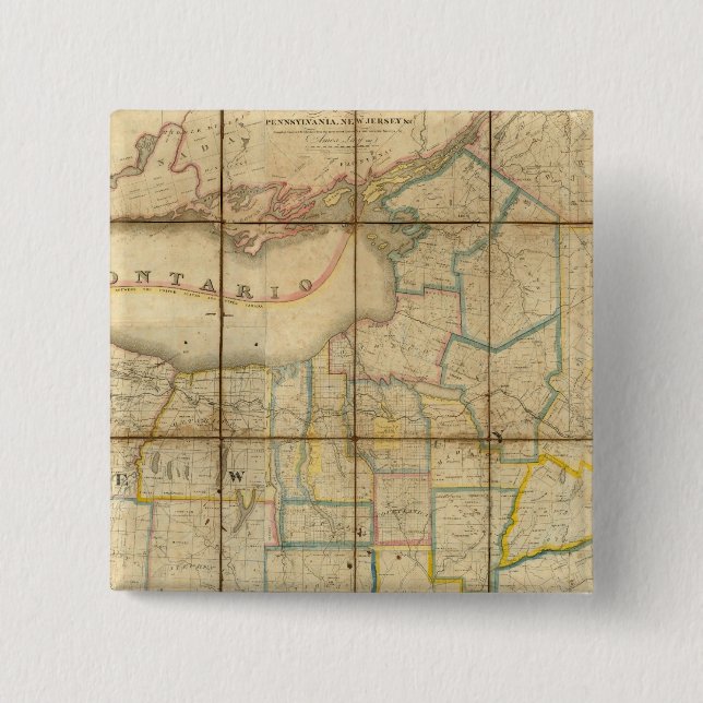 Map of the State of New York 2 Inch Square Button (Front)