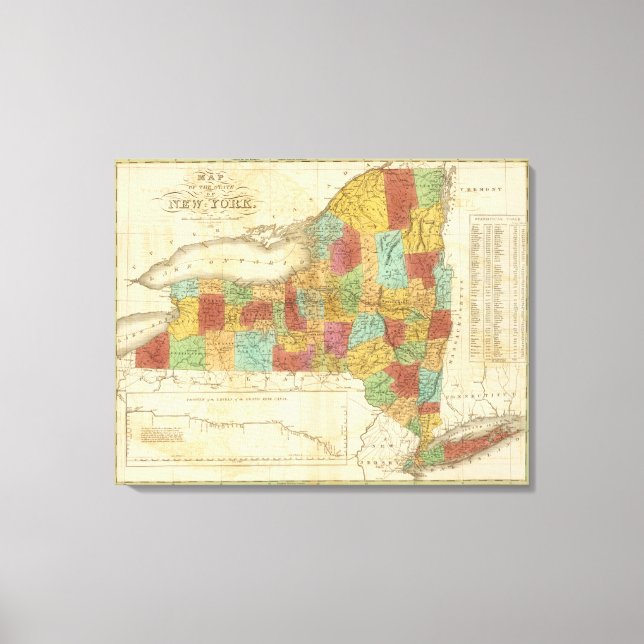 Map Of The State Of New York Canvas Print (Front)