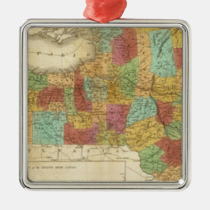 Map Of The State Of New York Metal Ornament