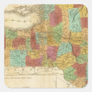Map Of The State Of New York Square Sticker