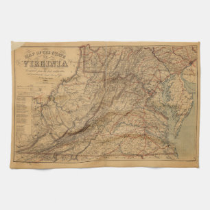 Map of the State of Virginia (1865) Kitchen Towel
