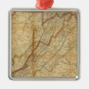 Map of the state of Virginia Metal Ornament