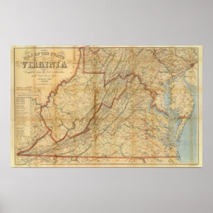 Map of the state of Virginia Poster