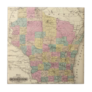 Map of the State of Wisconsin Tile