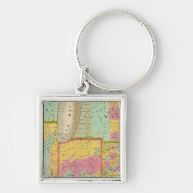 Map of the States Of Ohio Indiana & Illinois Keychain (Front)