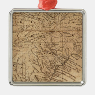 Map of the States of Virginia and North Carolina Metal Ornament