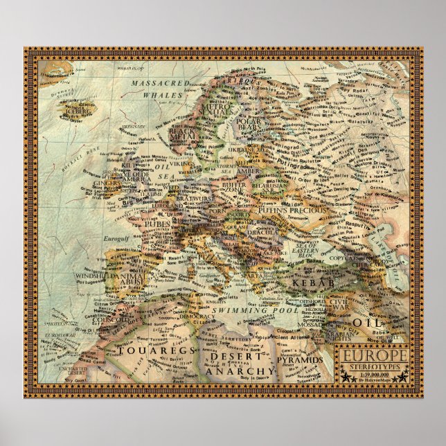 Map of the Stereotypes - Europe Poster (Front)