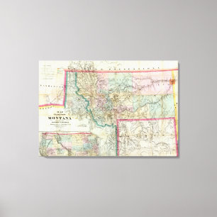 Map Of The Territory Of Montana Canvas Print