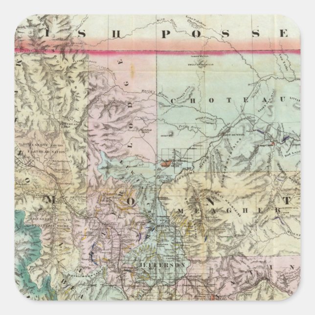 Map Of The Territory Of Montana Square Sticker (Front)