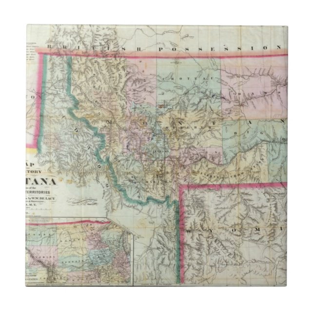 Map Of The Territory Of Montana Tile (Front)