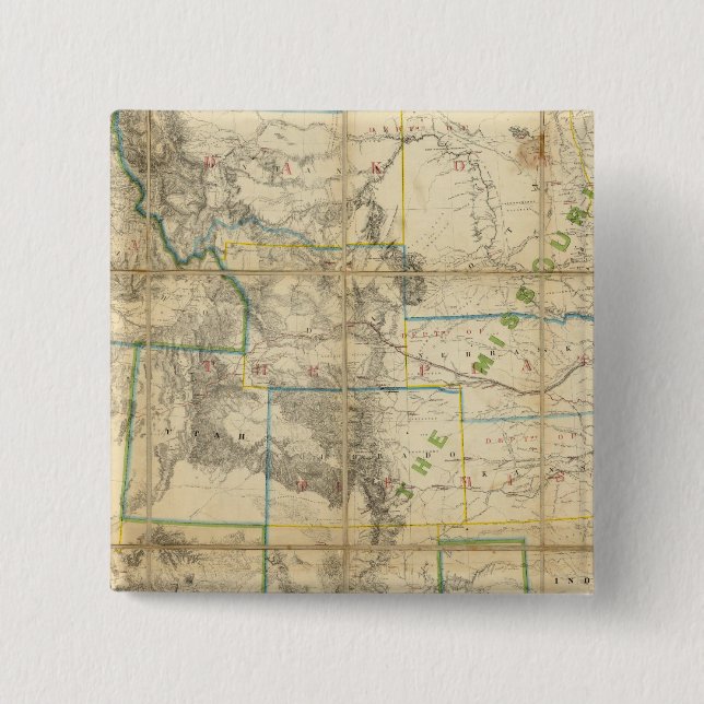 Map Of The Territory Of The United States 2 Inch Square Button (Front)