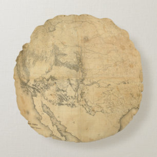 Map of The Territory of The United States Round Pillow