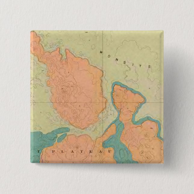 Map Of The Uinkaret Plateau 2 Inch Square Button (Front)
