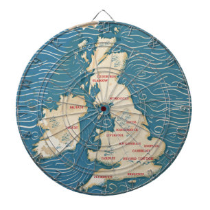 Map of the United Kingdom Vintage Poster Dartboard