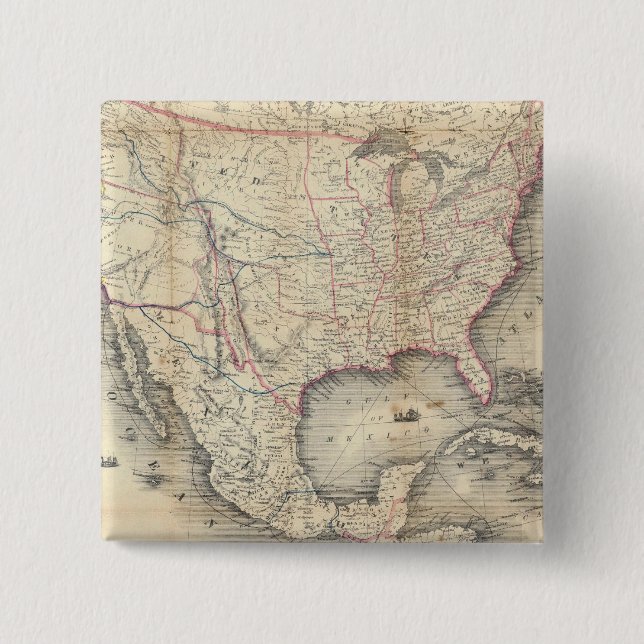 Map Of The United States 2 Inch Square Button (Front)