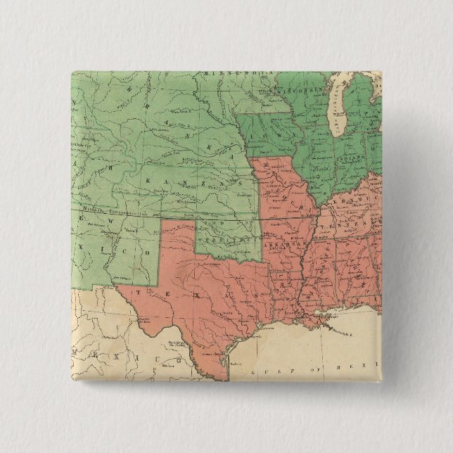 Map of The United States 2 Inch Square Button (Front)