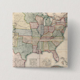 Map of The United States 3 2 Inch Square Button