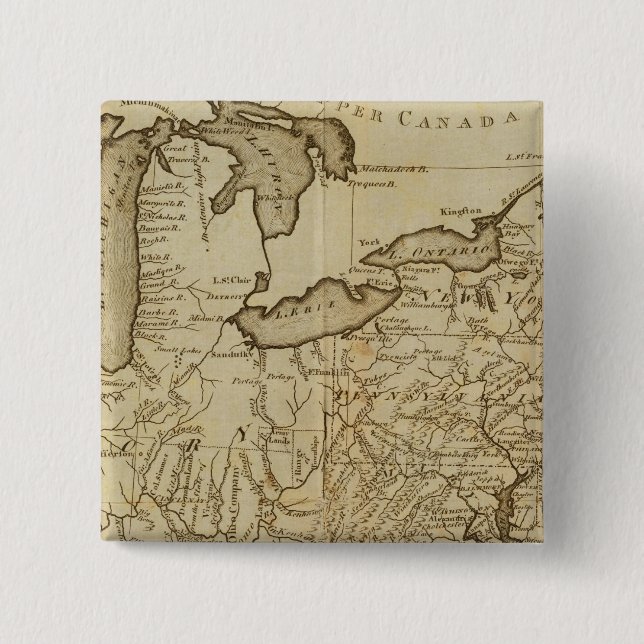 Map of the United States 3 2 Inch Square Button (Front)