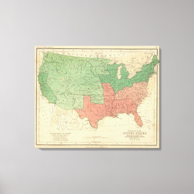 Map of The United States 3 Canvas Print (Front)