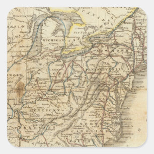 Map Of The United States 3 Square Sticker