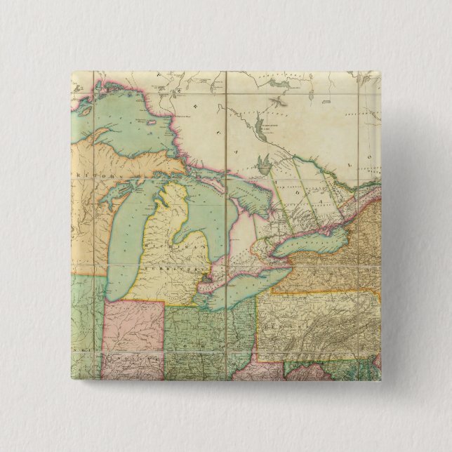 Map of the United States 6 2 Inch Square Button (Front)