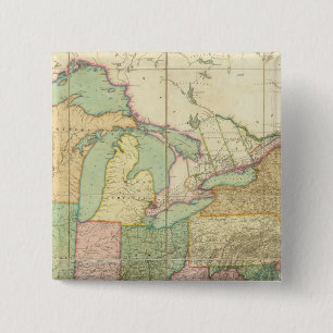 Map of the United States 6 2 Inch Square Button