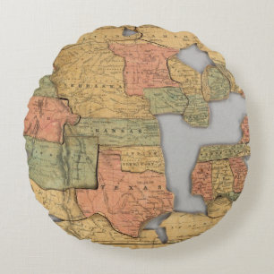 Map of the United States and Canada Round Pillow