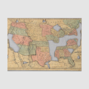 Map of the United States and Canada Tissue Paper