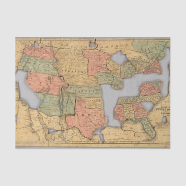Map of the United States and Canada Tissue Paper (Front)