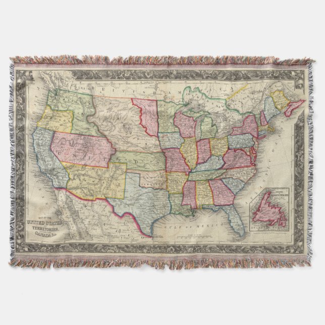 Map Of The United States, And Territories Throw Blanket (Front)