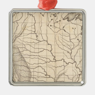 Map of the United States and Texas Metal Ornament