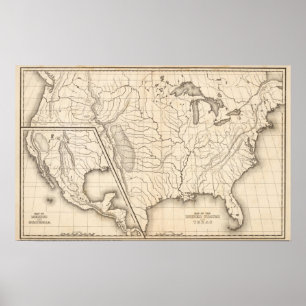 Map of the United States and Texas Poster