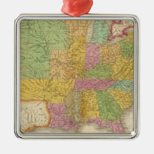 Map of The United States Metal Ornament